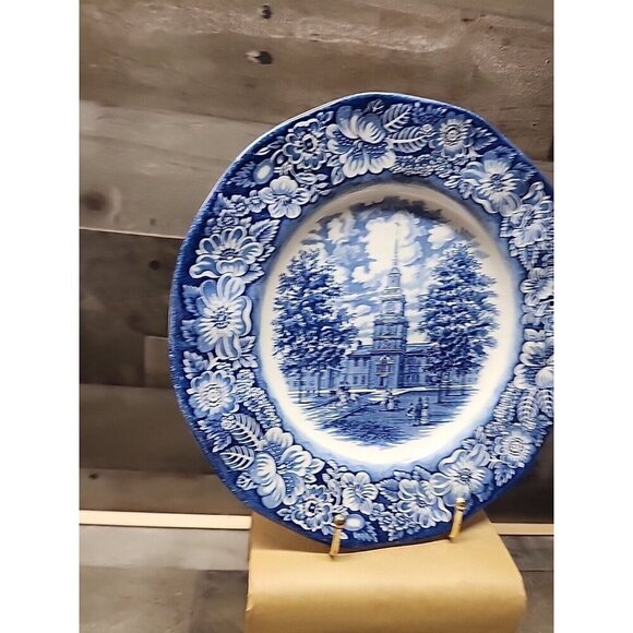 Vintage Staffordshire Ironstone Liberty Blue Independence Hall Dinner Plate  - Picture 3 of 5